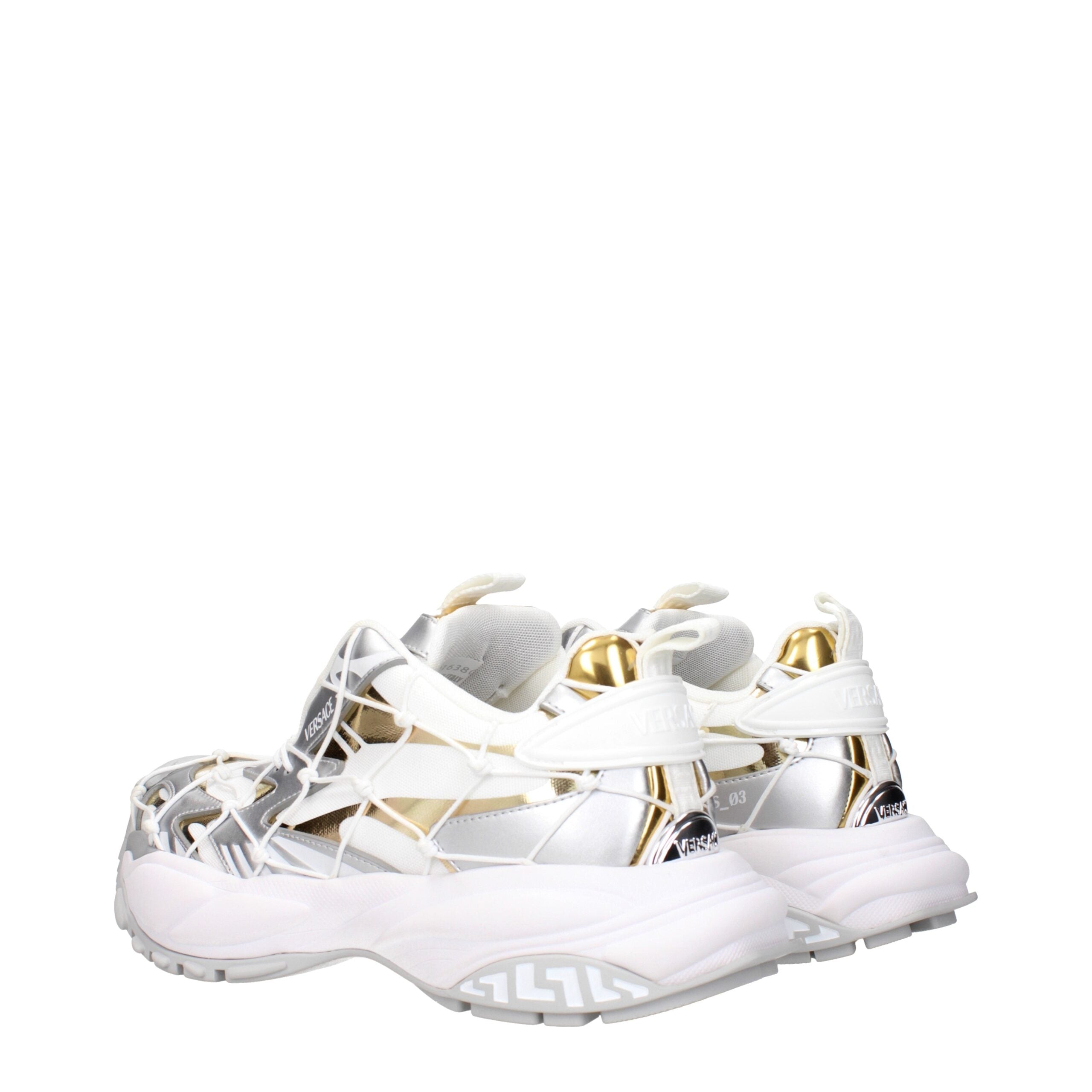 Versace White Fabric Chunky Sneakers Versace