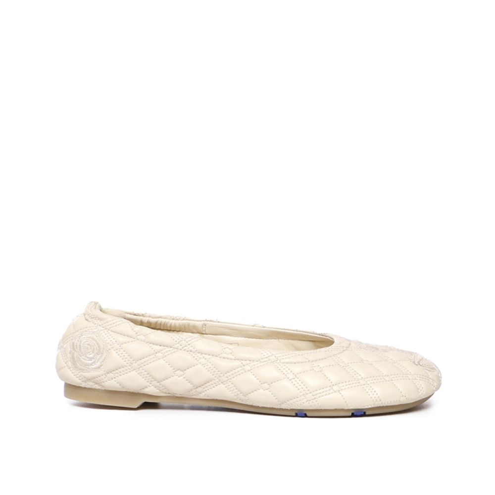Burberry White Lamb Leather Ballet Flats Burberry