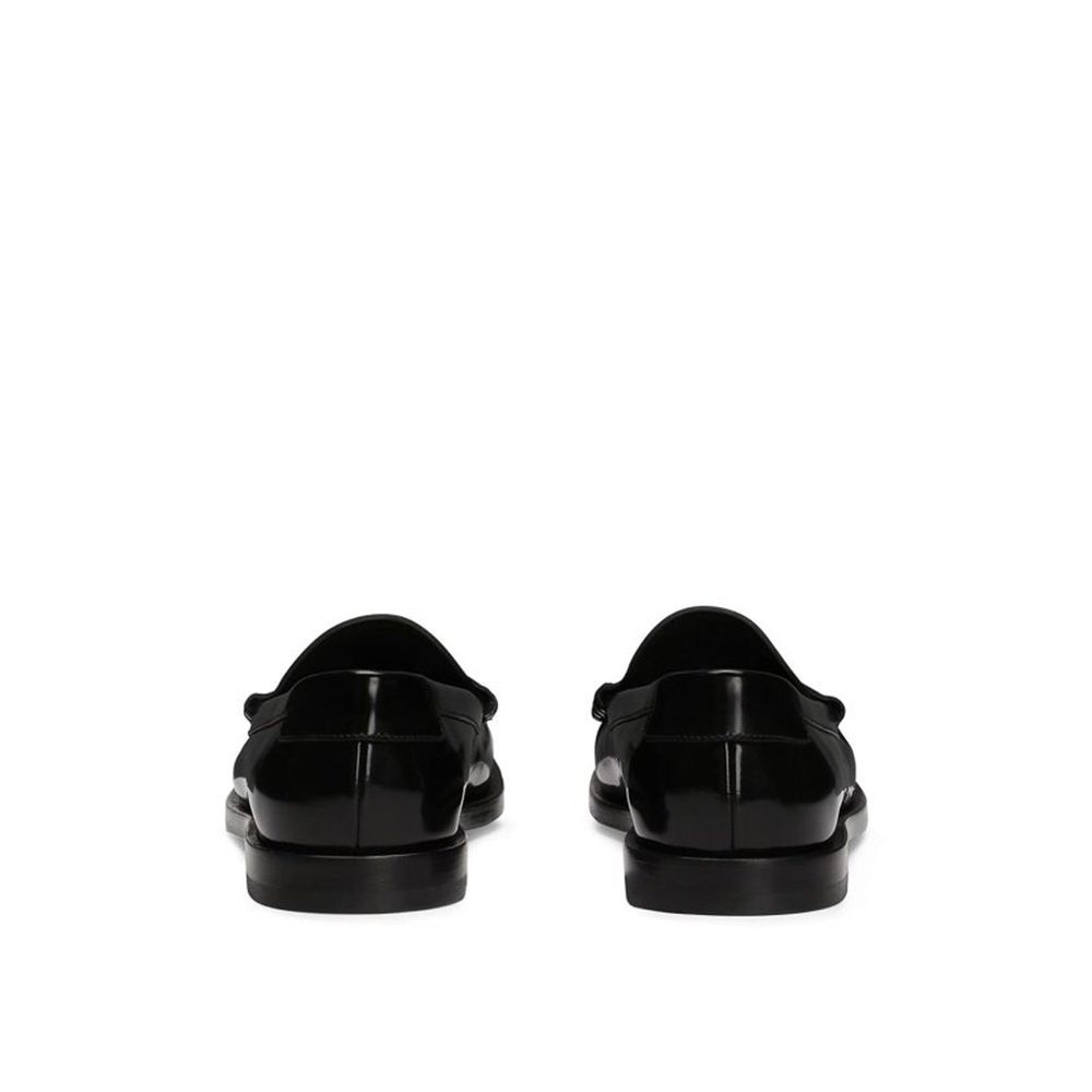 Dolce & Gabbana Black Calfskin Slip-On Loafers Dolce & Gabbana