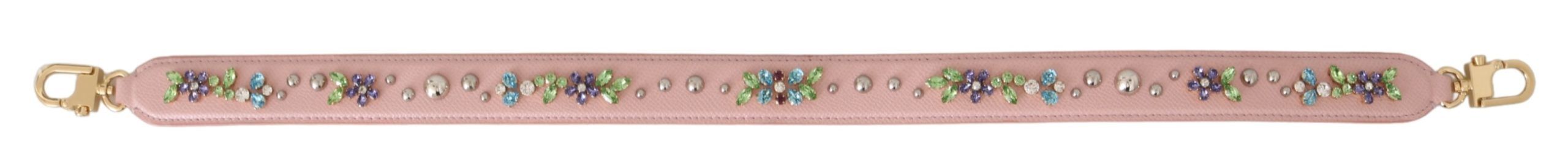 Dolce & Gabbana Pink Leather Crystal Stud Accessory Shoulder Strap Dolce & Gabbana