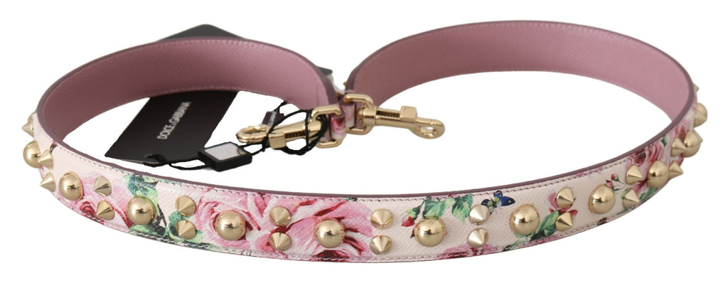 Dolce & Gabbana Pink Floral Leather Stud Accessory Shoulder Strap Dolce & Gabbana