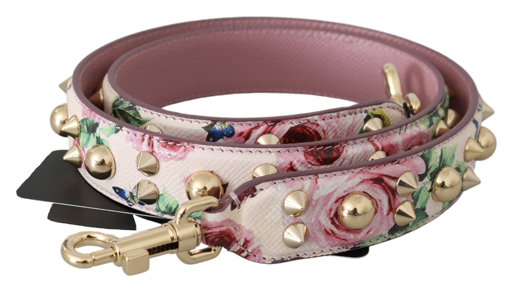 Dolce & Gabbana Pink Floral Leather Stud Accessory Shoulder Strap Dolce & Gabbana