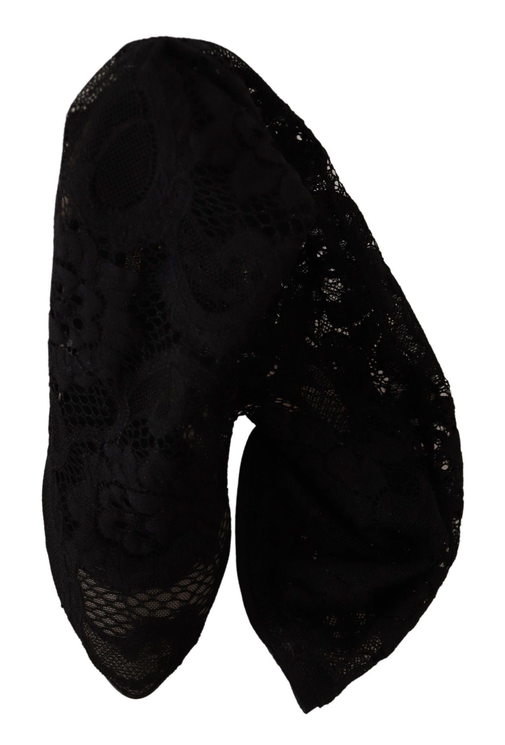 Dolce & Gabbana Black Stretch Socks Taormina Lace Boots Shoes Dolce & Gabbana