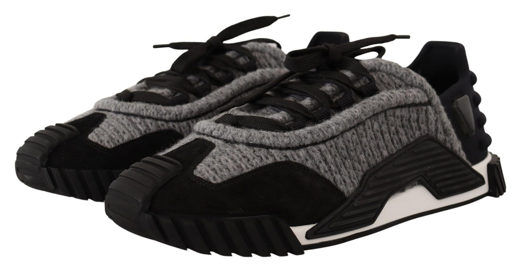 Dolce & Gabbana Black Gray Fabric Lace Up NS1 Sneakers Shoes Dolce & Gabbana