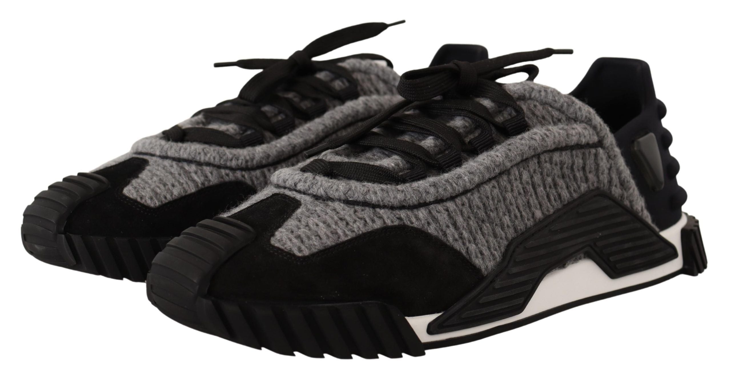 Dolce & Gabbana Black Gray Fabric Lace Up NS1 Sneakers Shoes Dolce & Gabbana