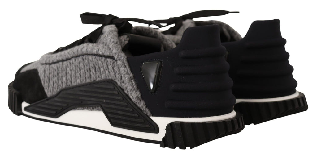 Dolce & Gabbana Black Gray Fabric Lace Up NS1 Sneakers Shoes Dolce & Gabbana