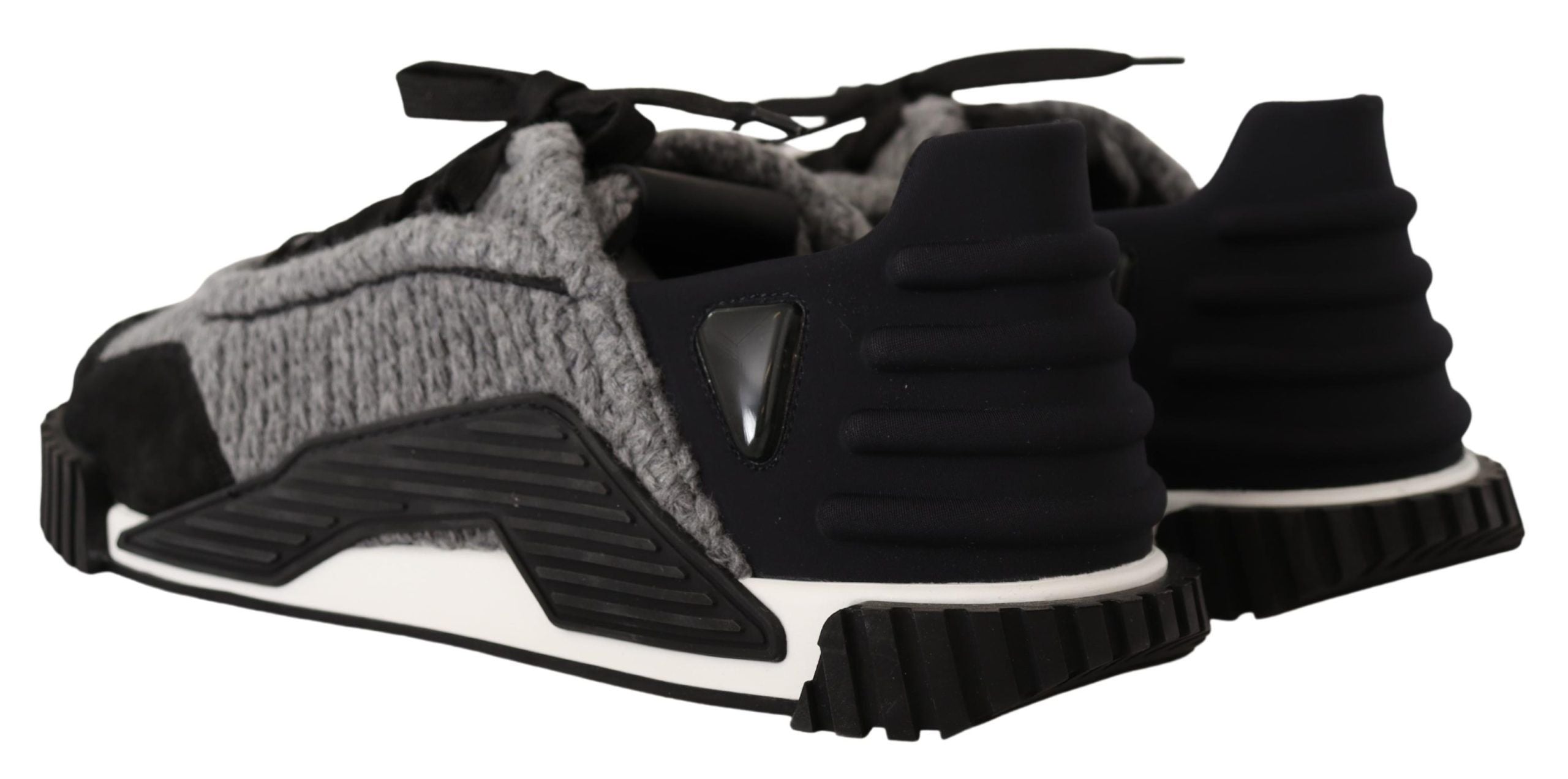 Dolce & Gabbana Black Gray Fabric Lace Up NS1 Sneakers Shoes Dolce & Gabbana