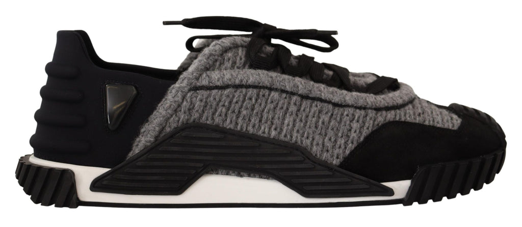 Dolce & Gabbana Black Gray Fabric Lace Up NS1 Sneakers Shoes Dolce & Gabbana