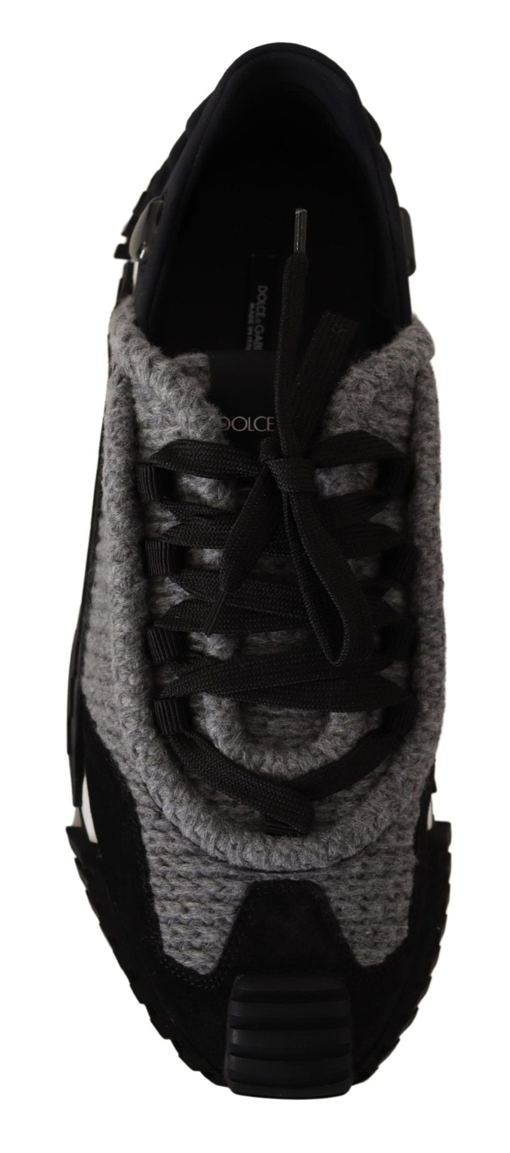 Dolce & Gabbana Black Gray Fabric Lace Up NS1 Sneakers Shoes Dolce & Gabbana