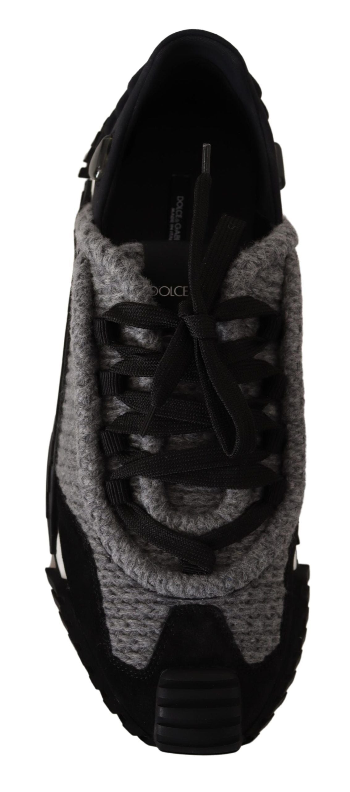 Dolce & Gabbana Black Gray Fabric Lace Up NS1 Sneakers Shoes Dolce & Gabbana