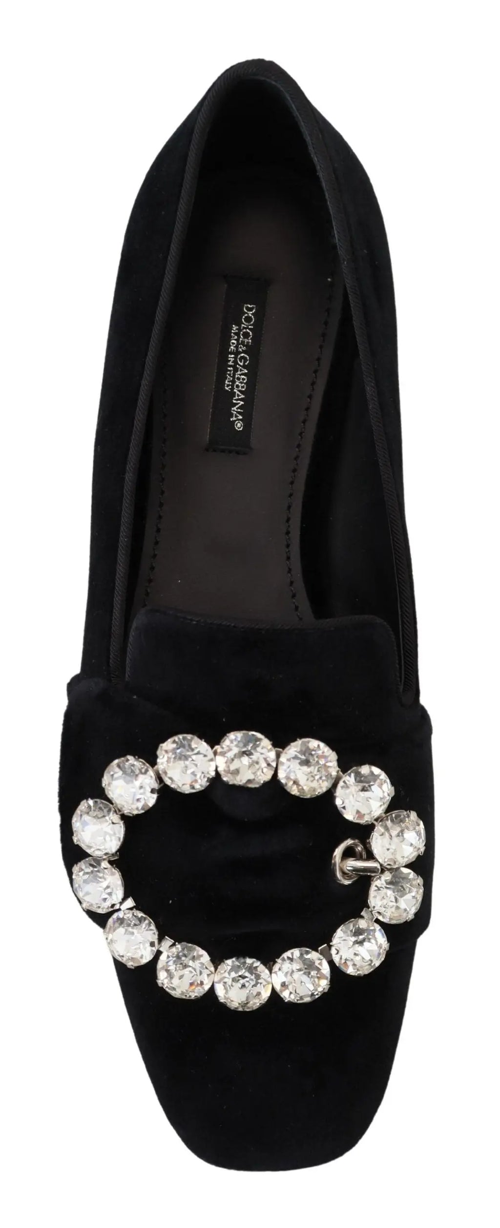 Dolce & Gabbana Black Velvet Crystals Loafers Flats Shoes Dolce & Gabbana