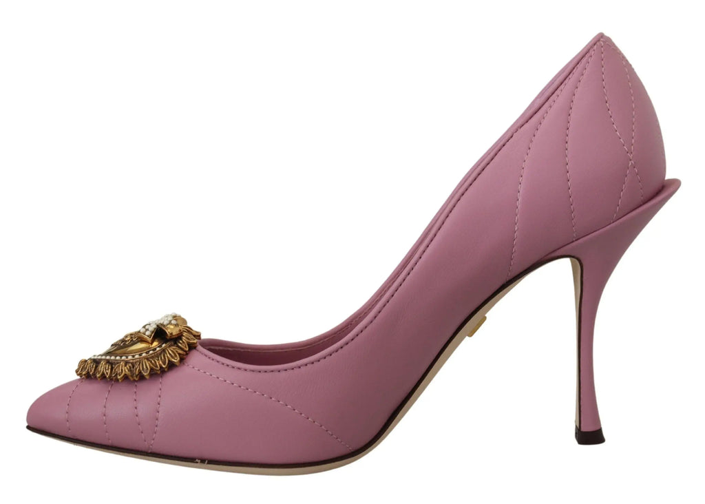 Dolce & Gabbana Pink Leather Heart DEVOTION Heels Pumps Shoes Dolce & Gabbana