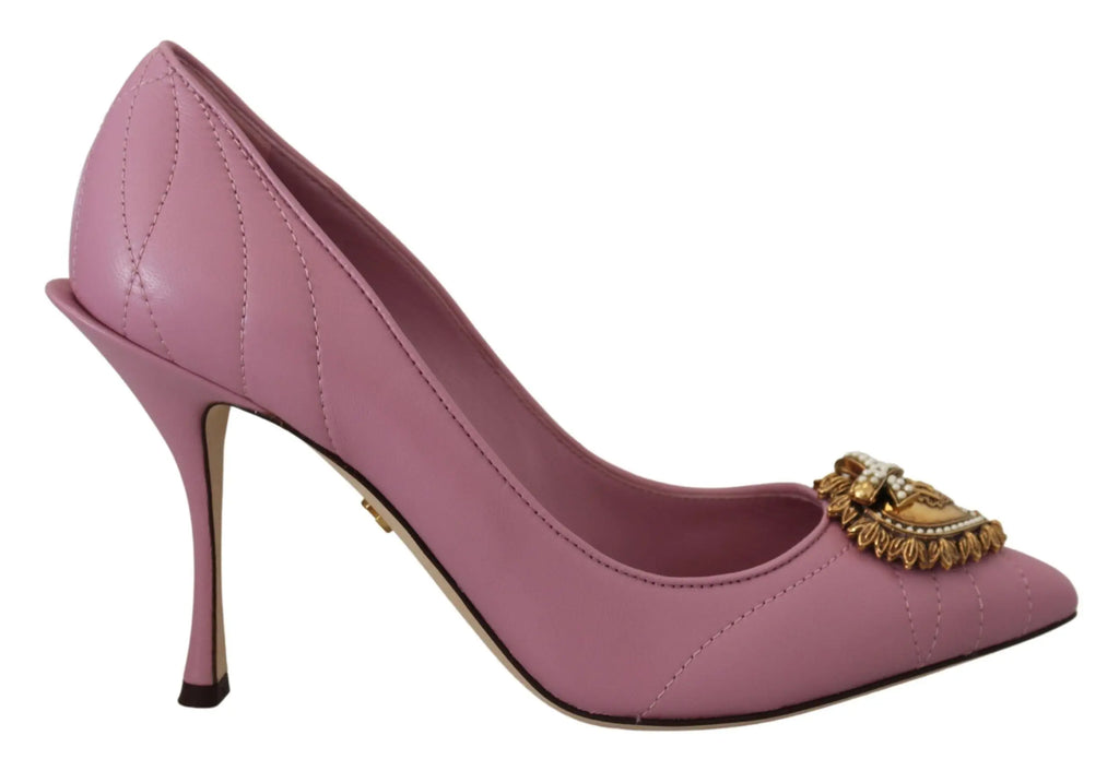 Dolce & Gabbana Pink Leather Heart DEVOTION Heels Pumps Shoes Dolce & Gabbana
