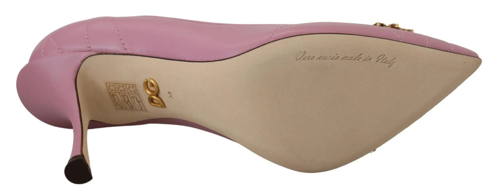 Dolce & Gabbana Pink Leather Heart DEVOTION Heels Pumps Shoes Dolce & Gabbana