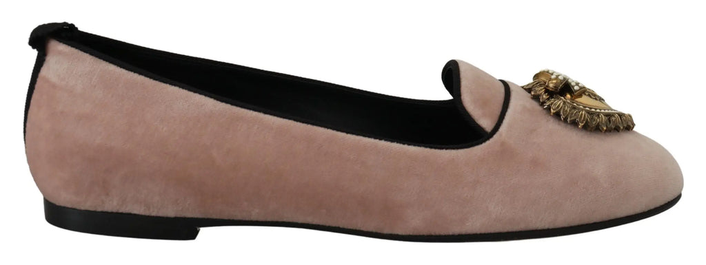 Dolce & Gabbana Pink Velvet Slip Ons Loafers Flats Shoes Dolce & Gabbana