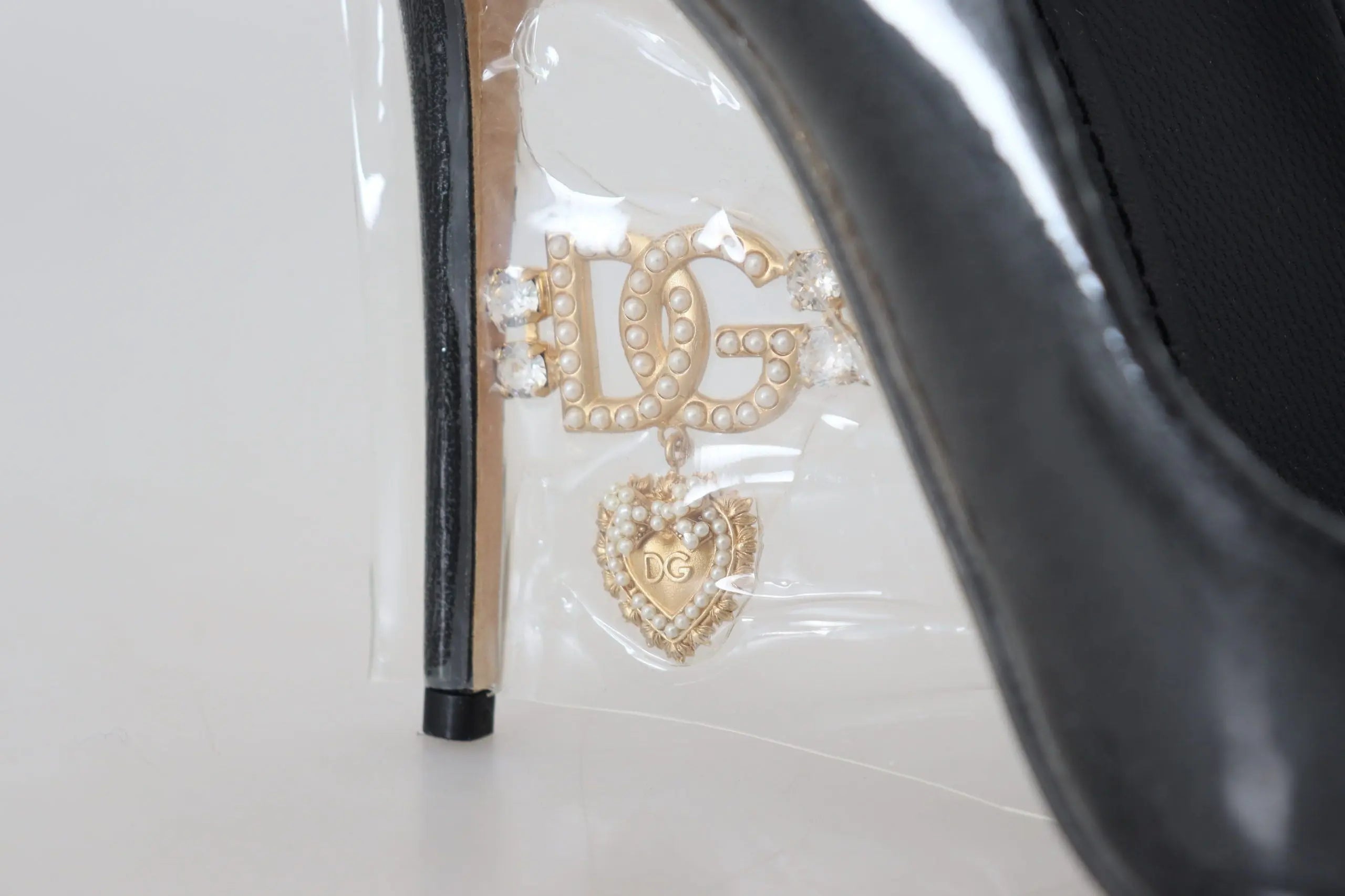 Dolce & Gabbana Black Leather Heels Pumps Plastic Wrapped Shoes Dolce & Gabbana