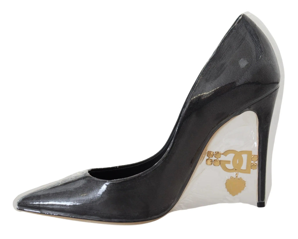 Dolce & Gabbana Black Leather Heels Pumps Plastic Wrapped Shoes Dolce & Gabbana