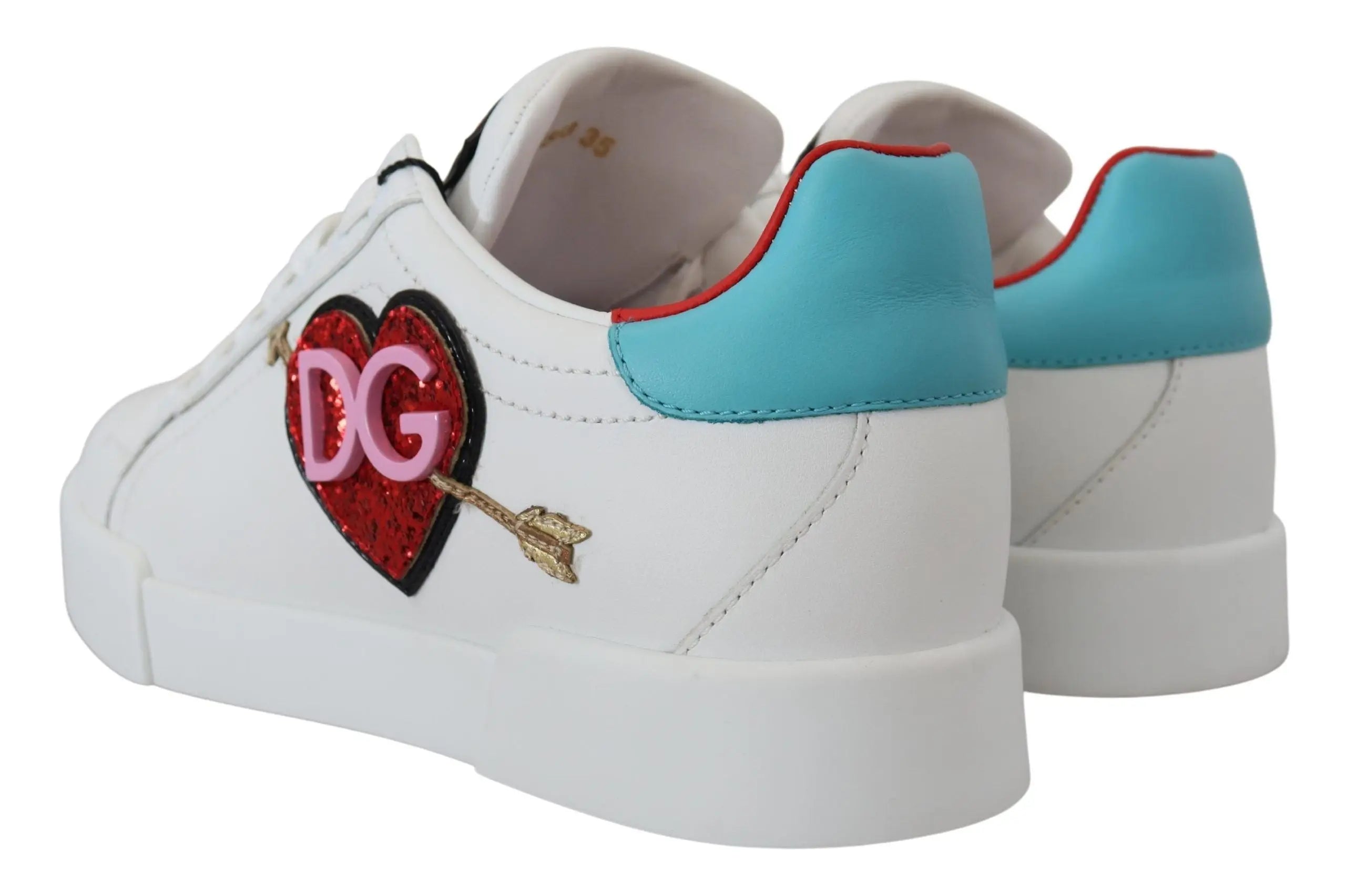 Dolce & Gabbana White Leather Sneaker Portofino Logo Heart Shoes Dolce & Gabbana