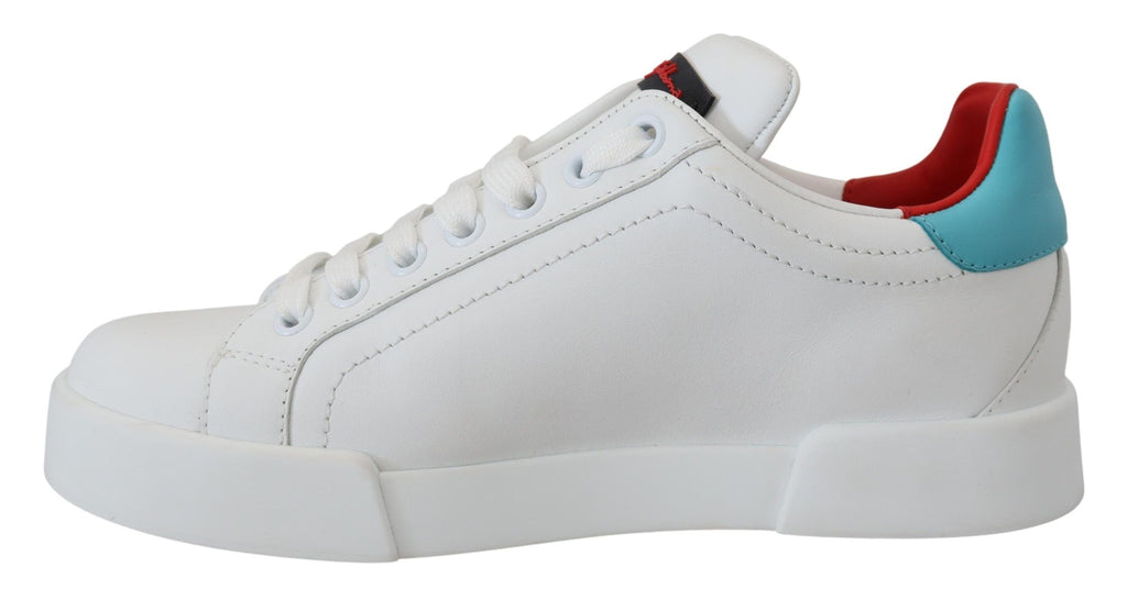 Dolce & Gabbana White Leather Sneaker Portofino Logo Heart Shoes Dolce & Gabbana