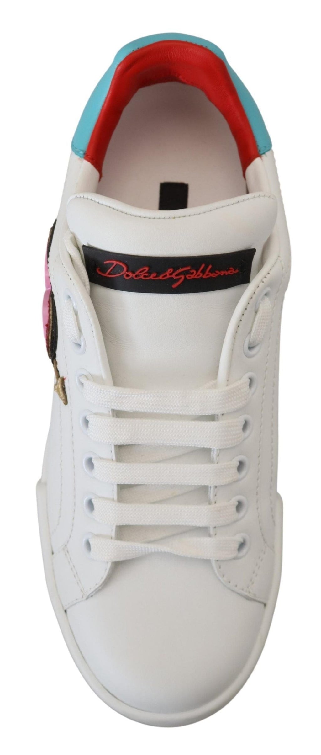 Dolce & Gabbana White Leather Sneaker Portofino Logo Heart Shoes Dolce & Gabbana