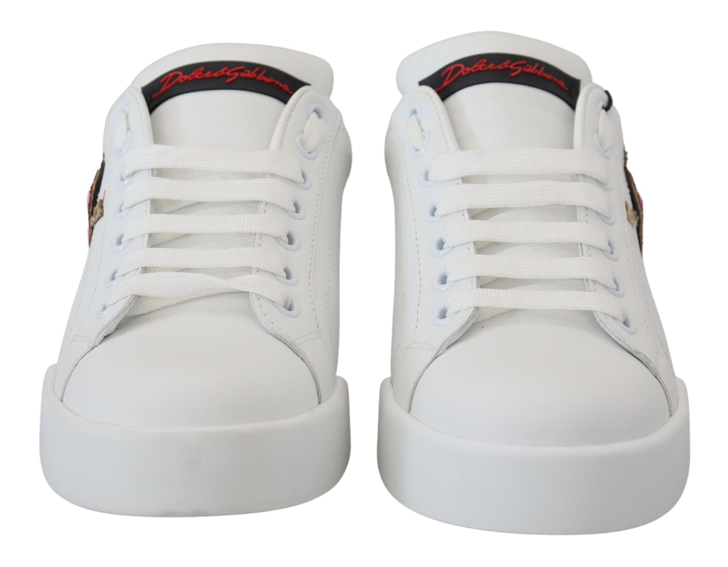 Dolce & Gabbana White Leather Sneaker Portofino Logo Heart Shoes Dolce & Gabbana