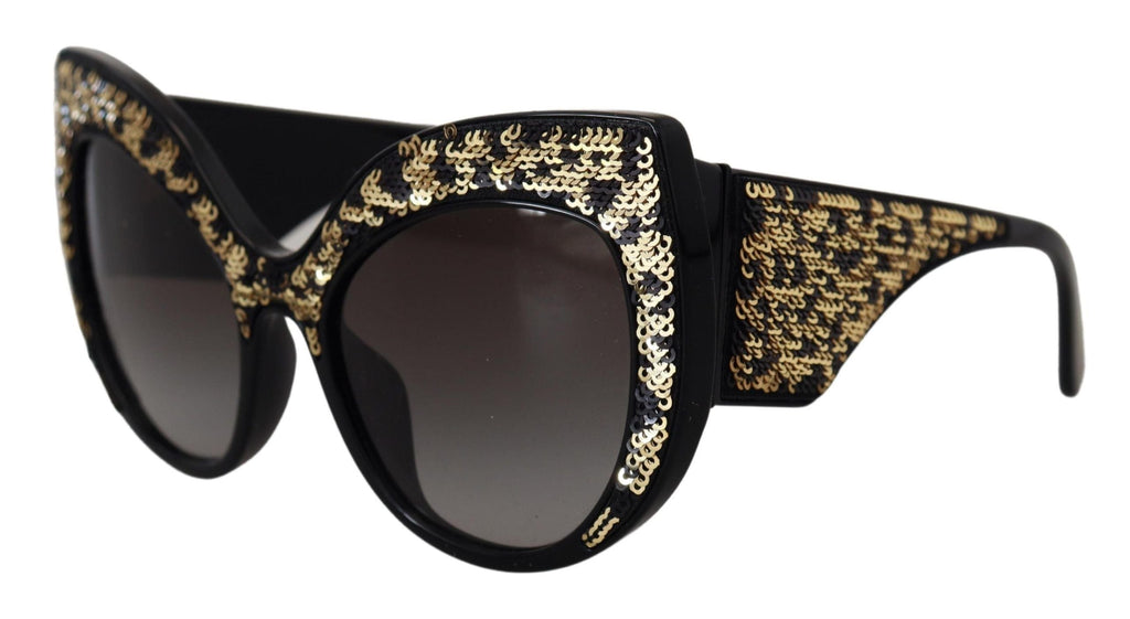 Dolce & Gabbana Black Gold Sequin Butterfly Polarized DG4326 Sunglasses Dolce & Gabbana