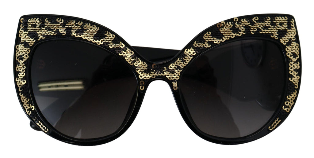 Dolce & Gabbana Black Gold Sequin Butterfly Polarized DG4326 Sunglasses Dolce & Gabbana