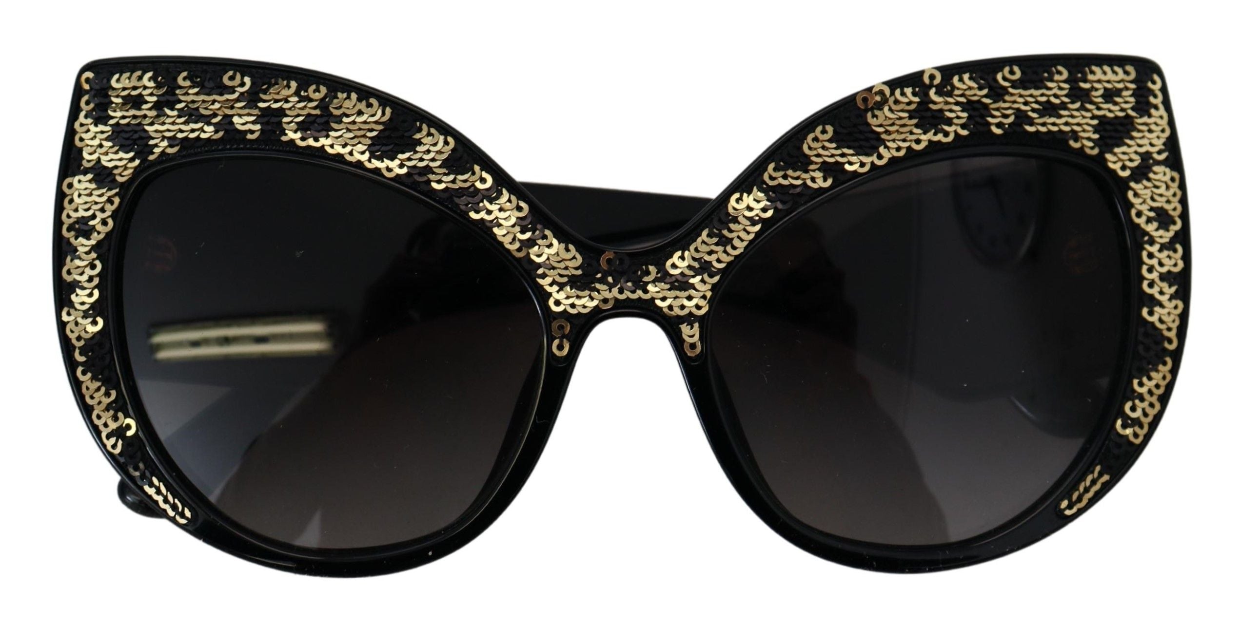 Dolce & Gabbana Black Gold Sequin Butterfly Polarized DG4326 Sunglasses Dolce & Gabbana