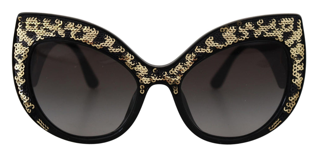 Dolce & Gabbana Black Gold Sequin Butterfly Polarized DG4326 Sunglasses Dolce & Gabbana