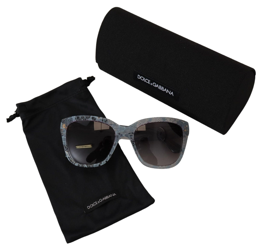 Dolce & Gabbana Blue Lace Acetate Rectangle Shades DG4226 Sunglasses Dolce & Gabbana