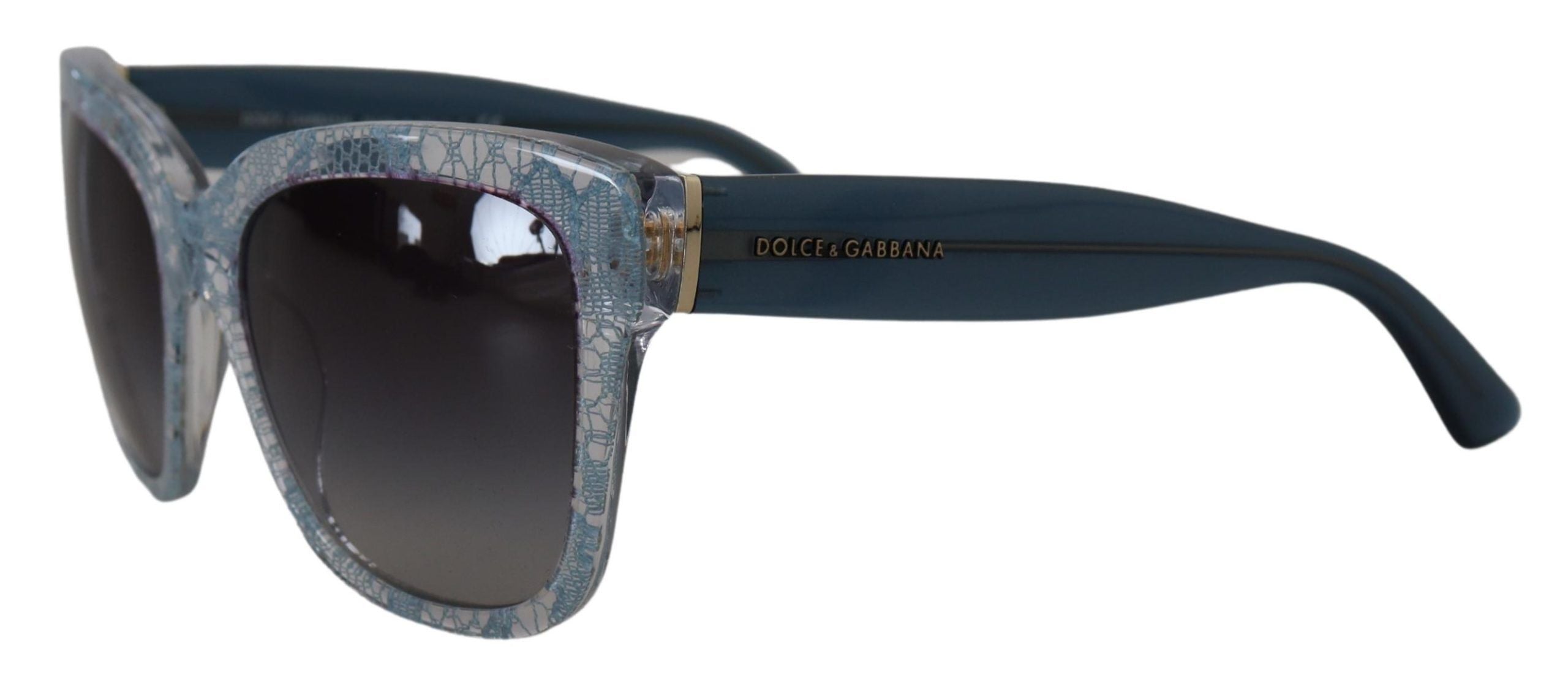 Dolce & Gabbana Blue Lace Acetate Rectangle Shades DG4226 Sunglasses Dolce & Gabbana