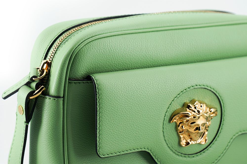 Versace Elegant Mint Green Leather Camera Case Bag Versace