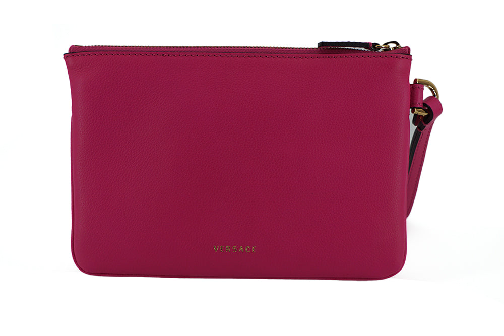 Versace Elegant Pink Leather Pouch Clutch Versace