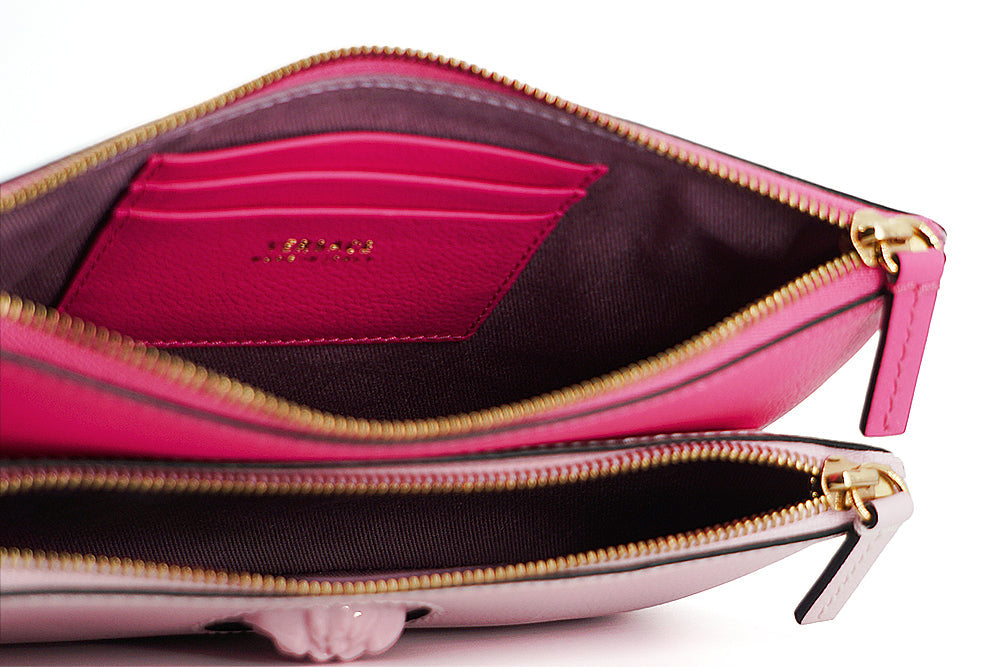 Versace Elegant Pink Leather Pouch Clutch Versace