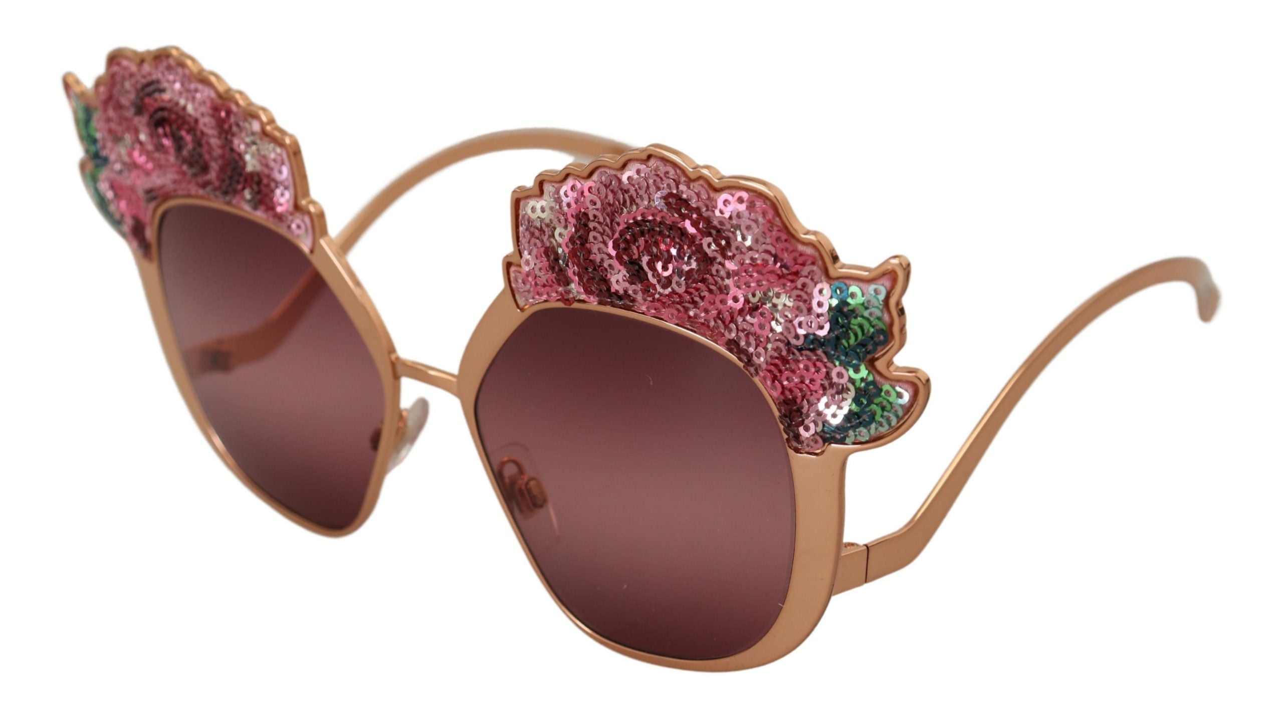 Dolce & Gabbana Pink Gold Rose Sequin Embroidery DG2202 Sunglasses Dolce & Gabbana