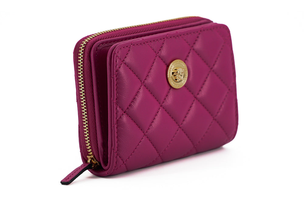 Versace Elegant Purple Quilted Leather Wallet Versace