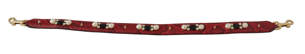 Dolce & Gabbana Red Exotic Leather Crystals Bag Shoulder Strap Dolce & Gabbana