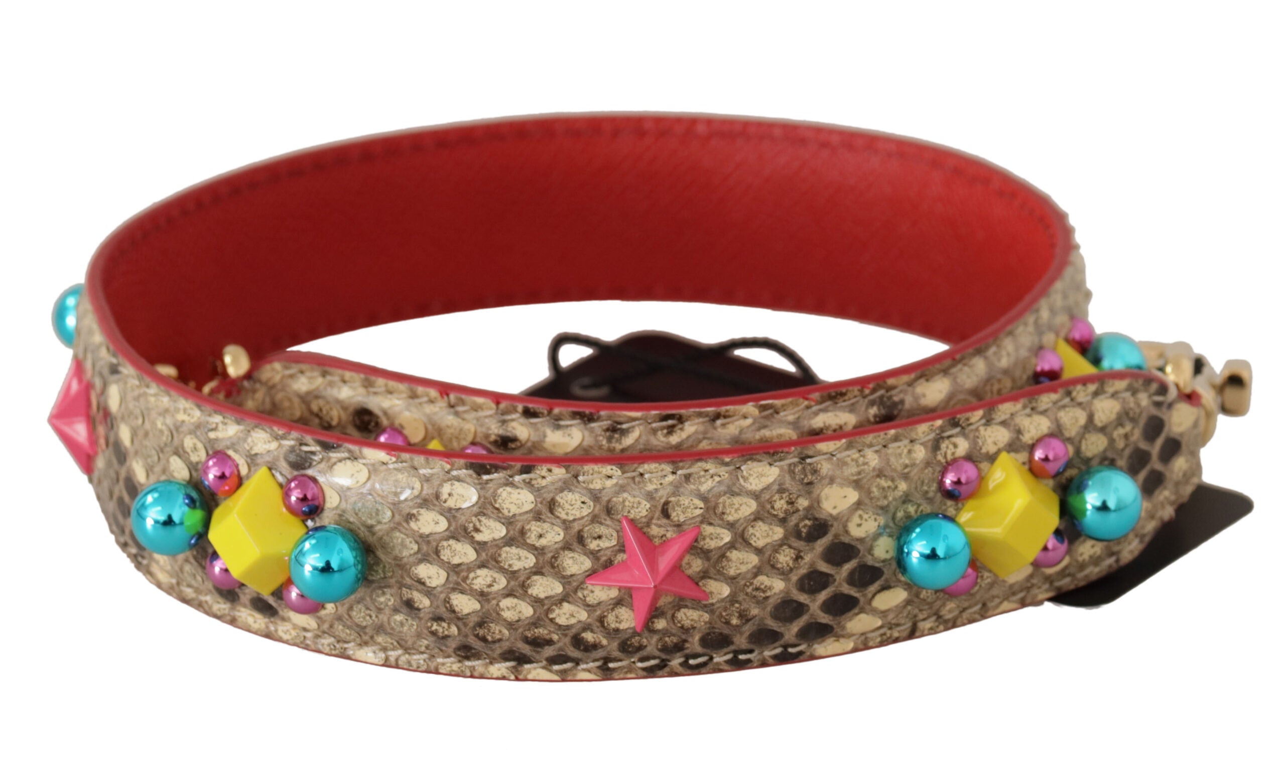 Dolce & Gabbana Beige Python Leather Crystals Shoulder Strap Dolce & Gabbana