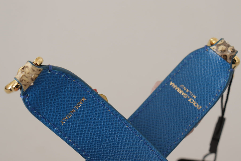 Dolce & Gabbana Beige Python Leather Floral Studded Shoulder Strap Dolce & Gabbana