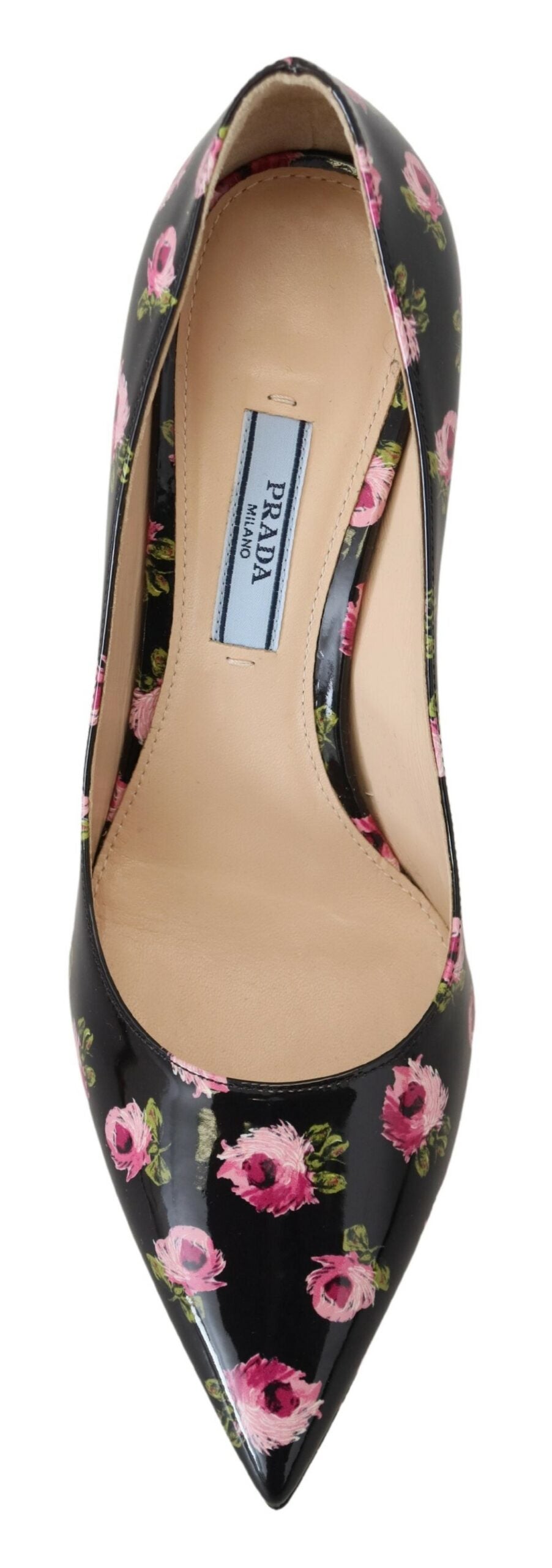 Prada Black Leather Floral Heels Stilettos Pumps Prada