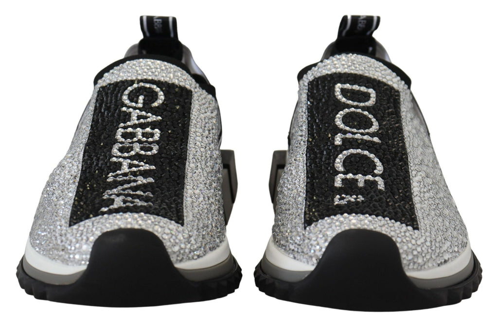 Dolce & Gabbana Silver Rhinestones Sorrento Sneakers Shoes Dolce & Gabbana
