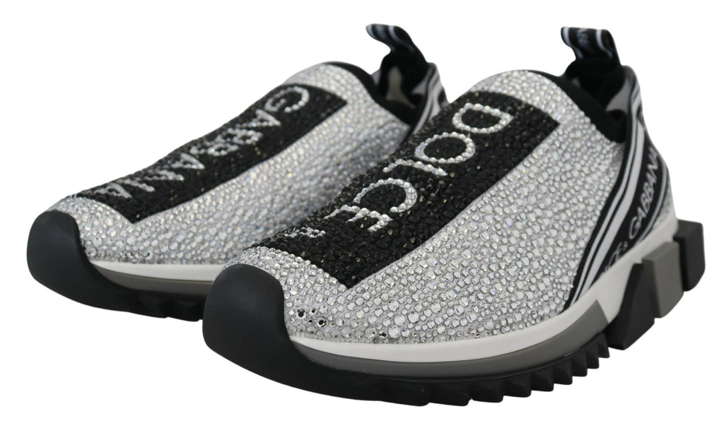 Dolce & Gabbana Silver Rhinestones Sorrento Sneakers Shoes Dolce & Gabbana