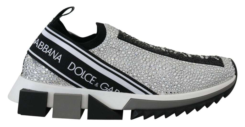 Dolce & Gabbana Silver Rhinestones Sorrento Sneakers Shoes Dolce & Gabbana