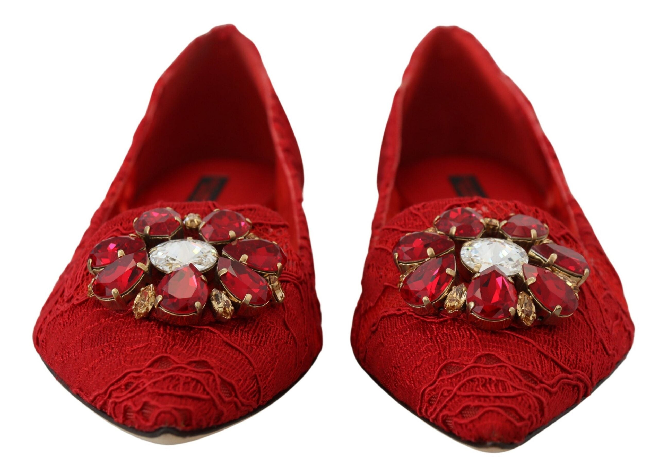 Dolce & Gabbana Red Taormina Crystals Loafers Flats Shoes Dolce & Gabbana