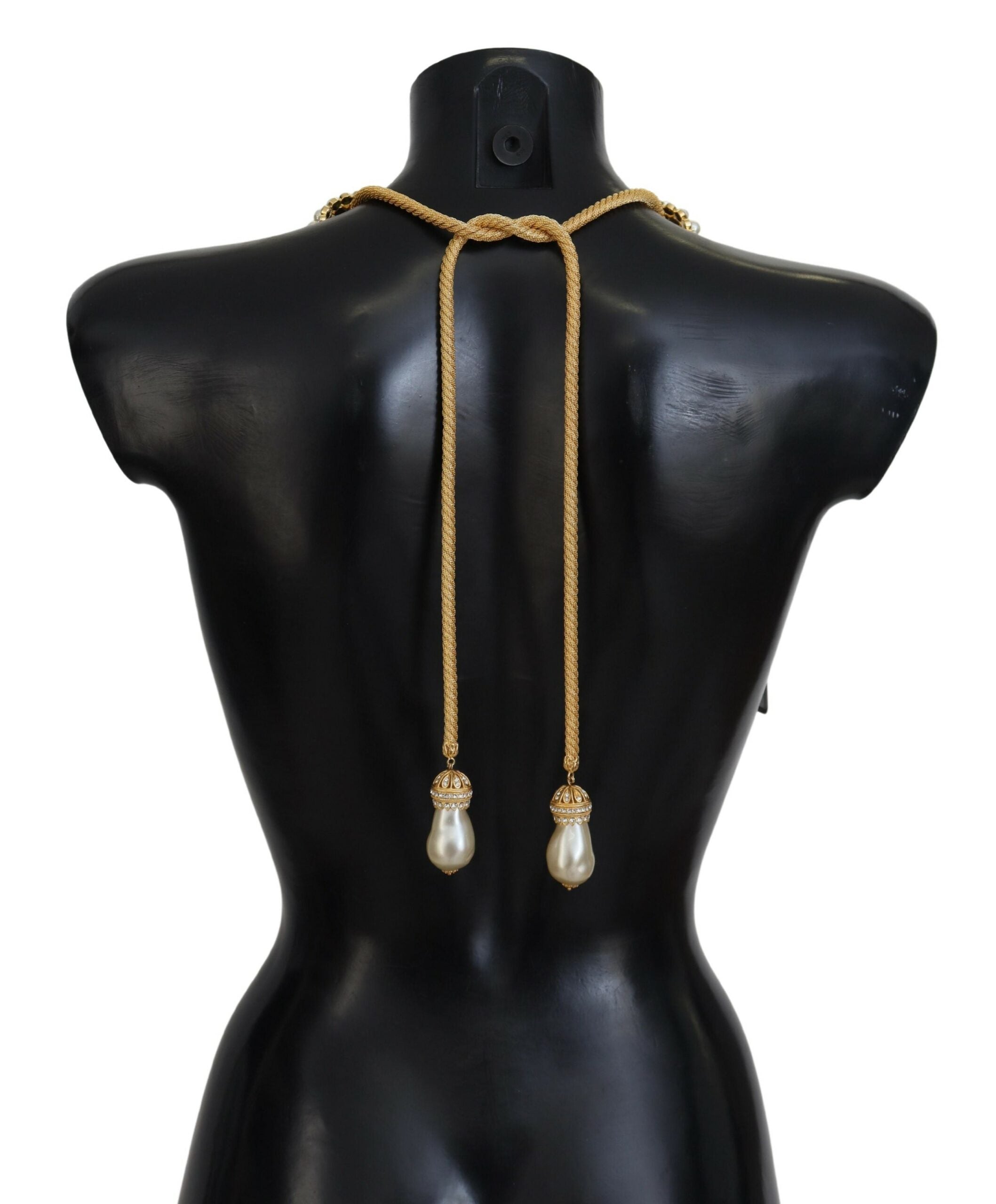 Dolce & Gabbana Gold Brass Sicily Crystal Robe Statement Necklace Dolce & Gabbana