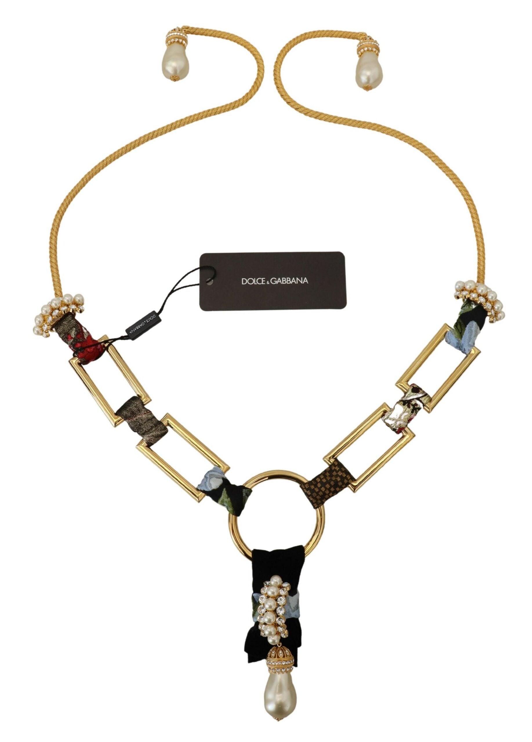 Dolce & Gabbana Gold Brass Sicily Crystal Robe Statement Necklace Dolce & Gabbana