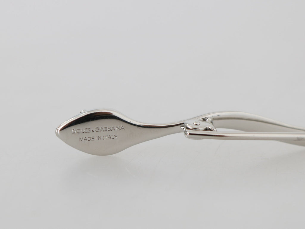 Dolce & Gabbana Silver Brass Crystal Spilla Serpente Mens Brooch Pin Dolce & Gabbana