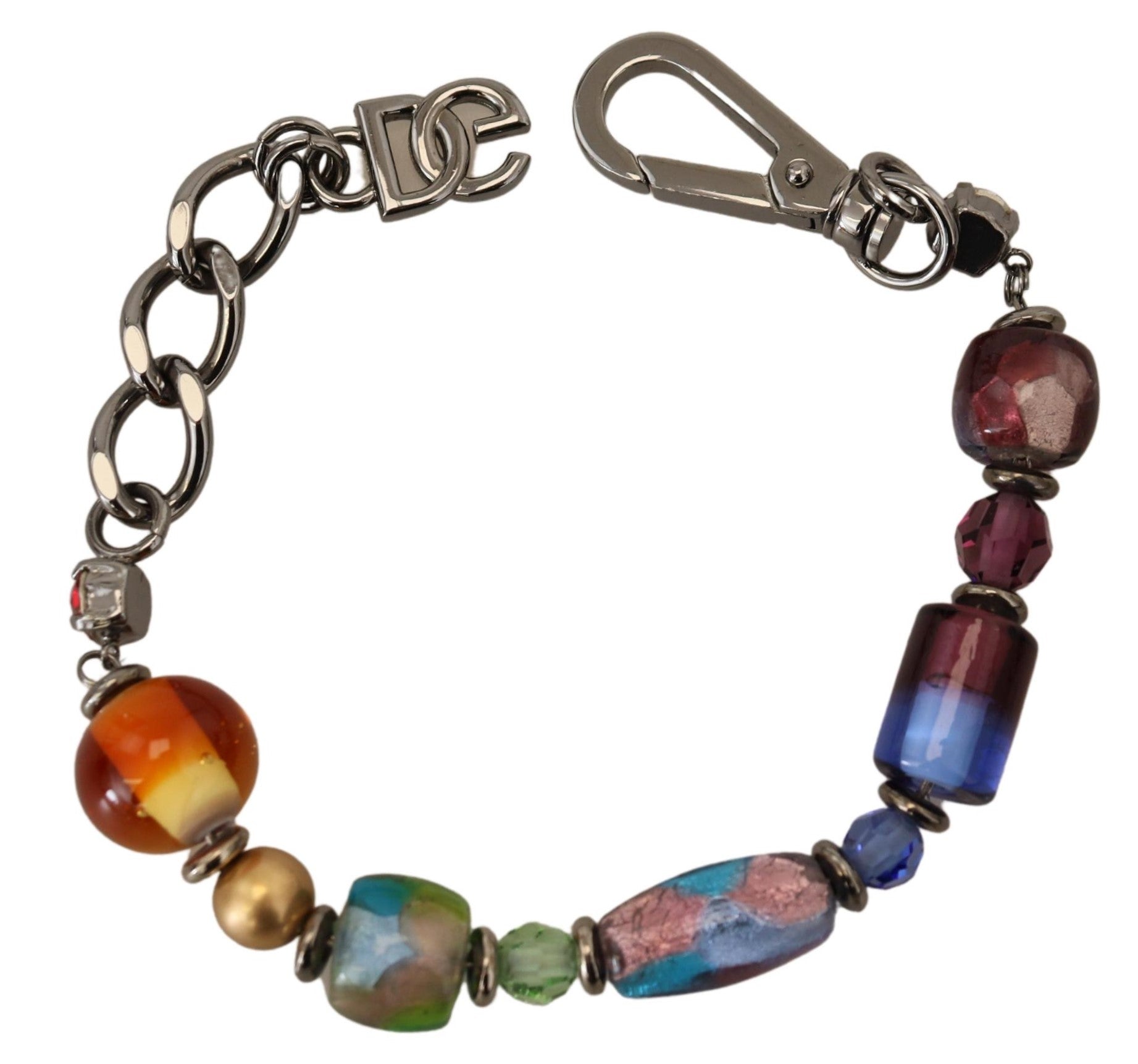 Dolce & Gabbana multicolor Silver Chain Brass Beaded Lobster Clasp Bracelet Dolce & Gabbana