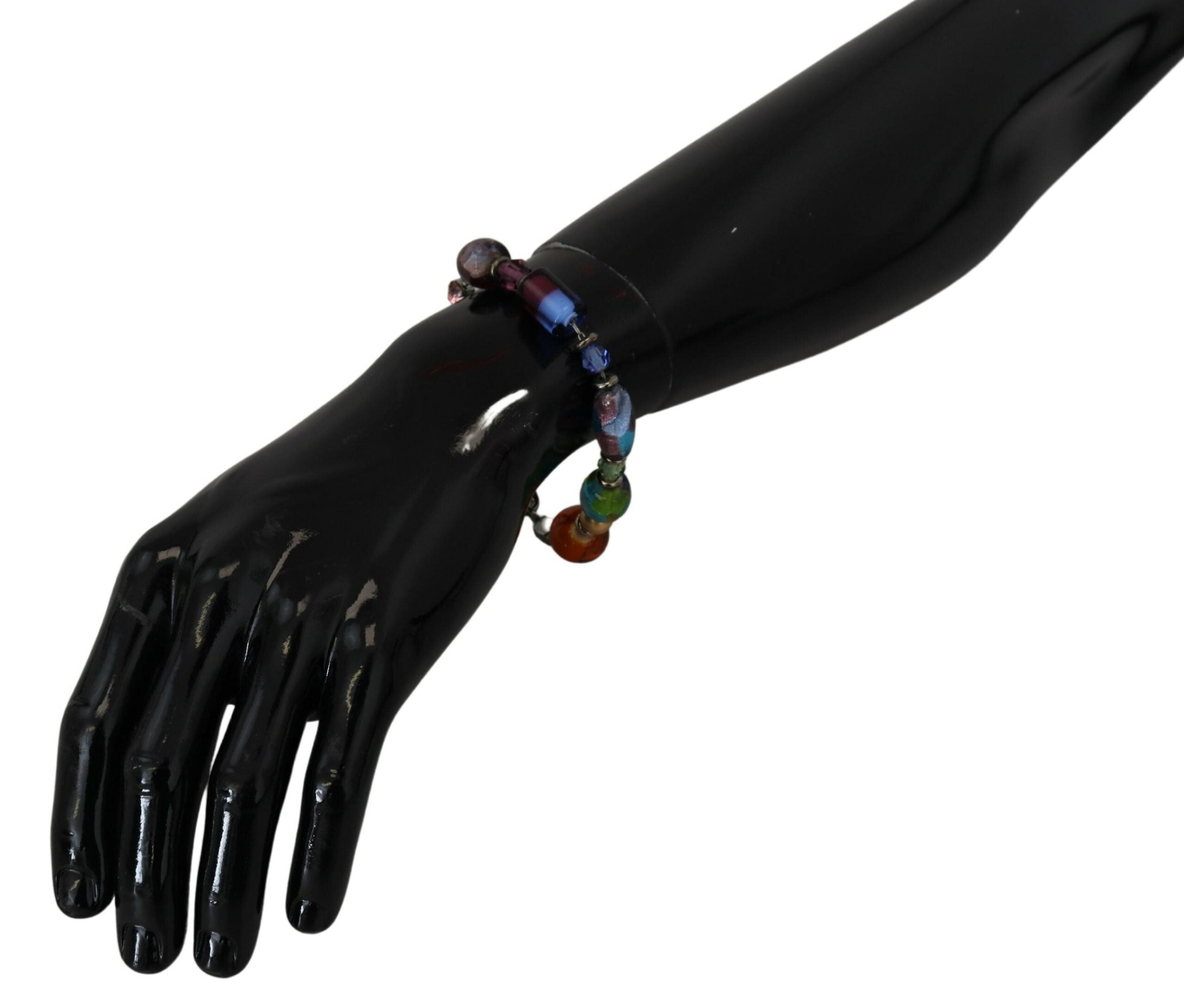 Dolce & Gabbana multicolor Silver Chain Brass Beaded Lobster Clasp Bracelet Dolce & Gabbana
