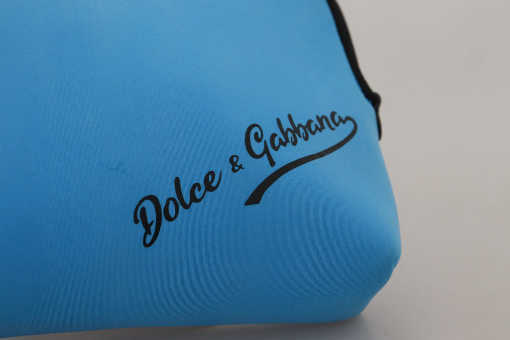 Dolce & Gabbana Blue Logo Print Hand Pouch Leopard Print Toiletry Bag Dolce & Gabbana